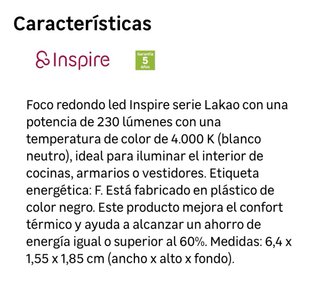 Focos led INSPIRE Lakao Red negro