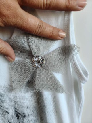 Vestido tirantes blanco con tul gris
