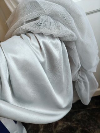 Vestido tirantes blanco con tul gris