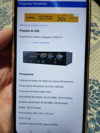 Amplificador Pioneer A-339  hifi