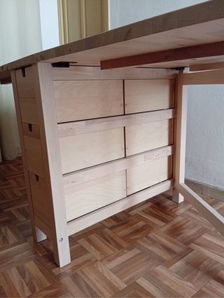 NORDEN Mesa alas abatibles, abedul