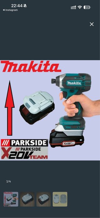 2 adaptadores bateria parkside a taladro makita