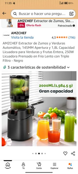 Extractor de zumos Amzchef en frío