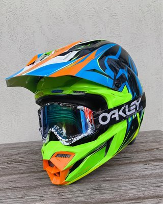 Casco Motocross Enduro Verde Naranja