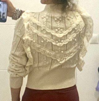 Jersey de hilo Pointelle Ruffled Kni beige