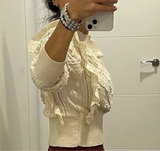 Jersey de hilo Pointelle Ruffled Kni beige