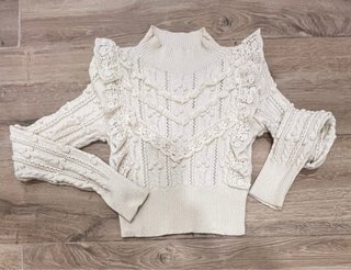 Jersey de hilo Pointelle Ruffled Kni beige