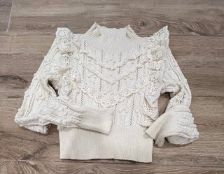 Jersey de hilo Pointelle Ruffled Kni beige