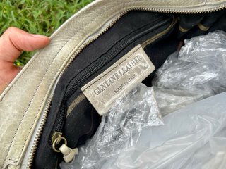 City bag in vera pelle colore grigio chiaro