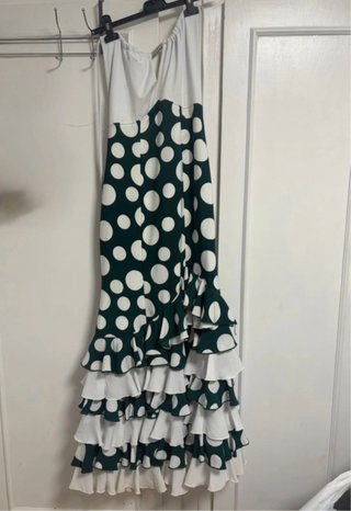 Vestido Flamenco Lunares Verde Talla Única