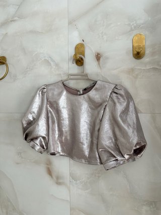 Zara Top Fiesta XS Mangas Abullonadas