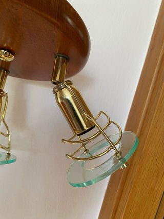 Lampadario plafoniera 3 luci legno oro vetro