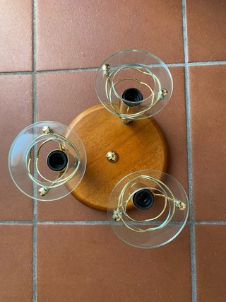 Lampadario plafoniera 3 luci legno oro vetro