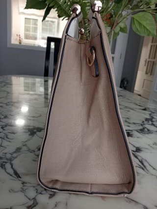 Bolso Piel Sintética Beige y Blanco