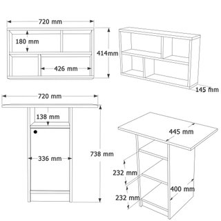 Mesa Comedor y Estantería Pared