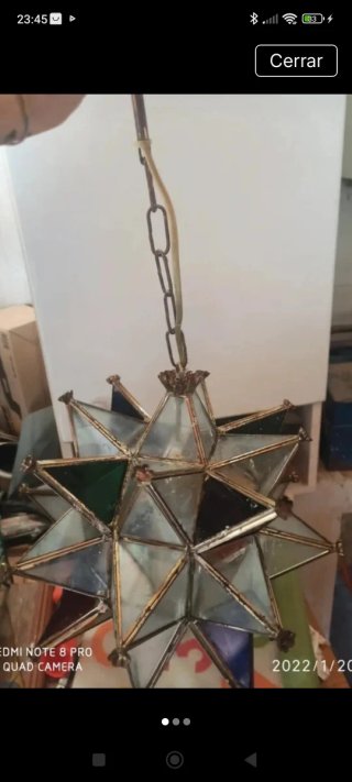 Lámpara estrella de cristal y metal
