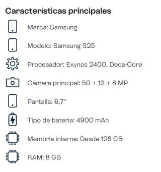 Samsung Galaxy S25 FE 128 GB Negro
