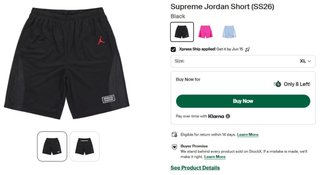 Supreme Jordan Short SS26 Negro Talla XL