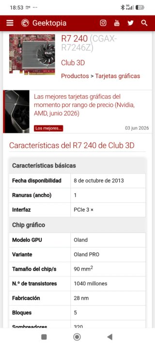 Tarjeta gráfica Club 3D R7 240 2GB DDR3 780/1800