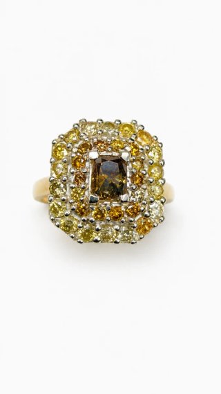 Anillo Oro 14k Diamantes Fancy 1.52 Ct