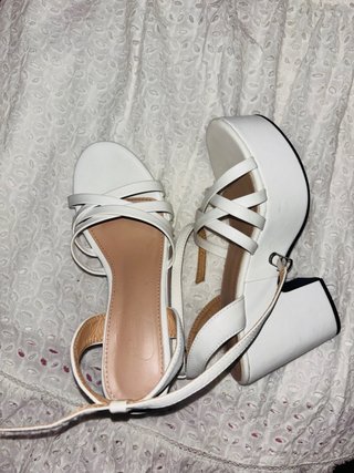 Sandalias Tacon Blanco Talla 37