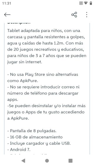 Tablet infantil resistente (+15 juegos)