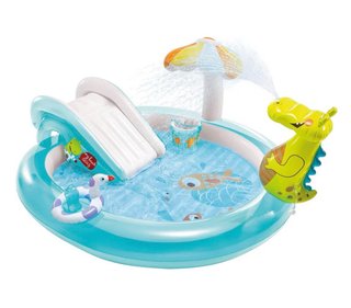 Piscina infantil con tobogán y aspersor