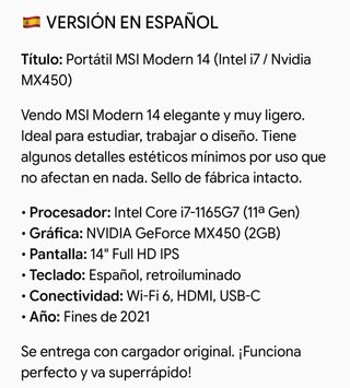 Portátil MSI Ultrabook Intel Core NVIDIA