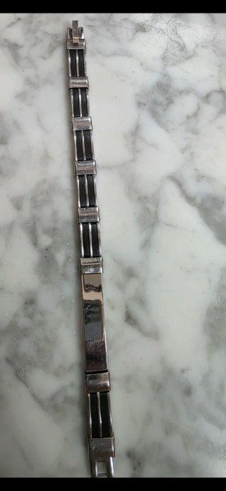 Pulsera Unisex Acero y Cuero Negro