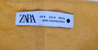 Vestido Zara Largo Amarillo Algodón Bolsillos