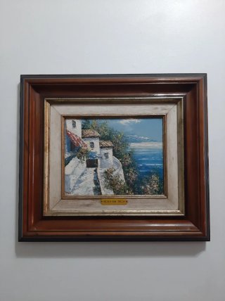 Quadro Óleo em Tela com Moldura Madeira