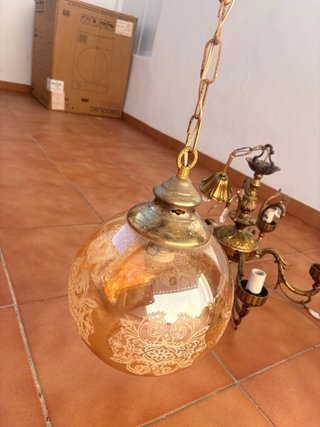Lámpara colgante cristal ámbar vintage