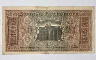 Billete 20 Reichsmark Segunda Guerra Mundial 1942