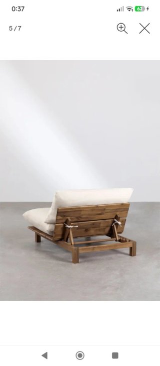 Módulo sofá jardín reclinable madera, sin cojines