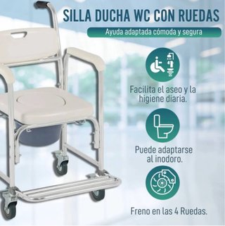 Silla WC y Ducha con reposapiés abatible.