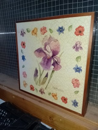 Lienzo antiguo pintado a mano flores