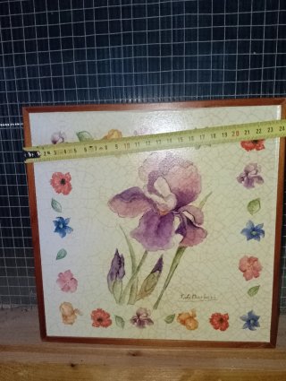 Lienzo antiguo pintado a mano flores