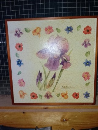 Lienzo antiguo pintado a mano flores