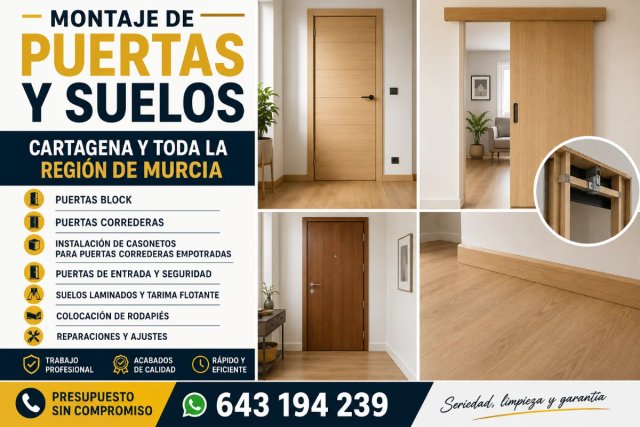 MONTAJE DE PUERTAS Y SUELOS EN CARTAGENA Y TOD