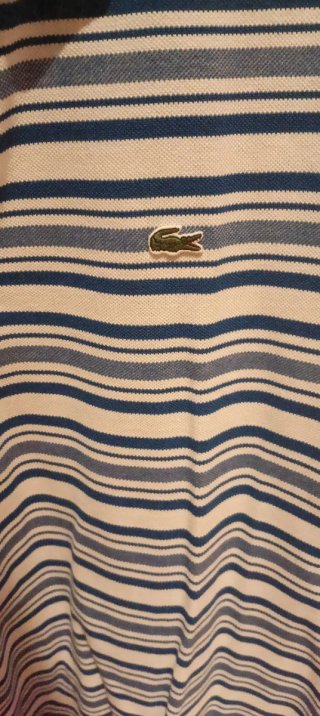 Polo Lacoste Rayas Azul y Blanco