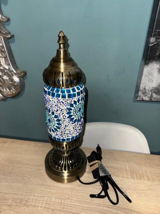 Lámpara Marroquí Artesanal Azul y Dorada NUEVA