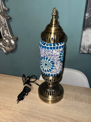 Lámpara Marroquí Artesanal Azul y Dorada NUEVA
