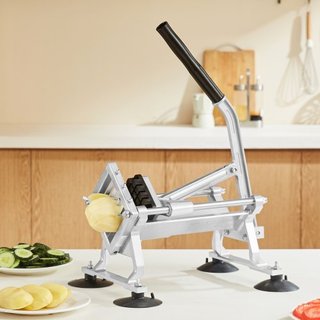 Cortadora de Verduras Comercial, Cortadora de Frutas de 1/2 pulgada, Máquina Cortadora de Verduras de Acero Inoxidable y Aleación de Aluminio, Cortadora Manual con Pies Antideslizantes, para Rában...