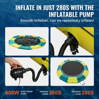 Bouncer de Agua Inflable, Trampolín Recreativo de Agua de 13 pies, Plataforma de Salto Portátil con Escalera de 3 Pasos y Bomba de Aire Eléctrica, Rebotador Flotante para Niños y Adultos para Pisc...