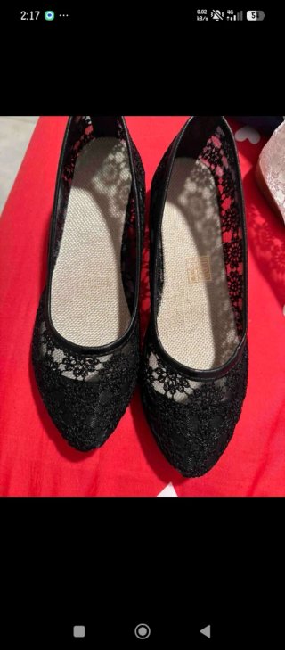 Zapatos ballet encaje negro