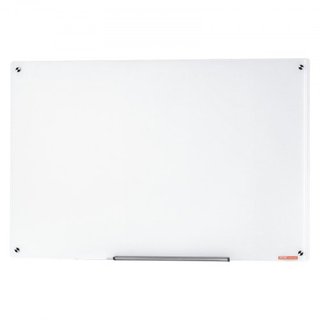 Pizarra Blanca Magnética de Vidrio, Tablero de Borrado en Seco 1200 x 800 mm, Pizarra de Vidrio Grande Montada en la Pared Sin Marco, con Bandeja para Marcadores, un Borrador y 2 Marcadores, Blanca