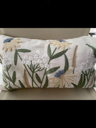 2 Fundas Cojín Bordadas Flores Hojas