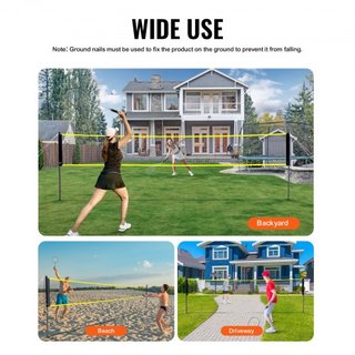 Juego de Red de Bádminton, Red de Bádminton para Playa, Parque y Jardín, Juego de Equipos de Bádminton Portátil, Red de Bádminton para Adultos y Niños con Postes, Bolsa de Transporte, 4 Raquetas d...