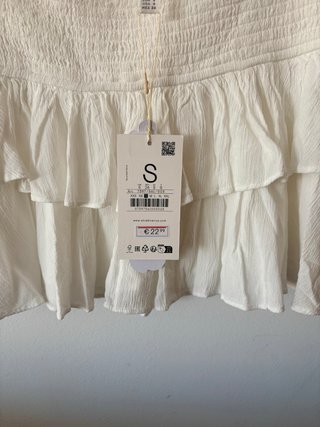 Falda pantalón Stradivarius blanca volantes