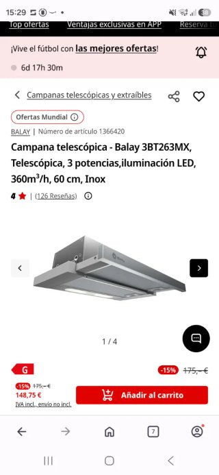 Campana Extractora Telescópica Balay